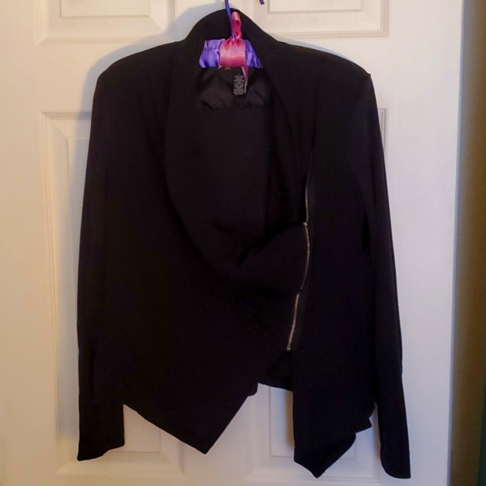 Suede back and sleeved black jacket